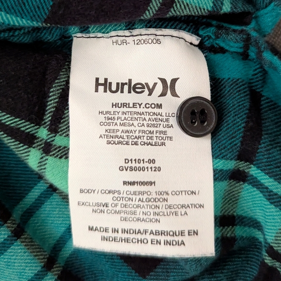 Hurley Teal and Black Plaid Shirt - Picture 4 of 4